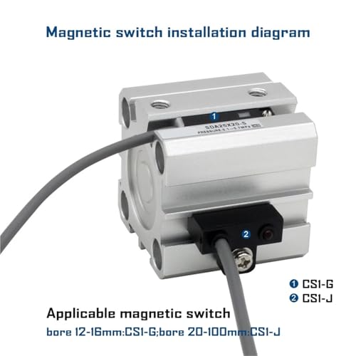 Vérin pneumatique compact double effet SDA100x45-S avec aimant intégré