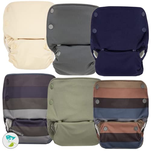 Image of GroVia Reusable All in One Snap Baby Cloth Diaper (AIO) – 6 Pack (Color Mix 9)
