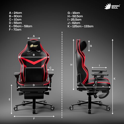 Image of Green Soul Monster Pro | Gaming & Office Chair | Ventilated Seats, Massager & ErgoCurve Legrest | Memory Foam Magnetic Neck & Lumbar Pillow | 5D Adjustable Armrests | Silent Wheels (Red & Black)
