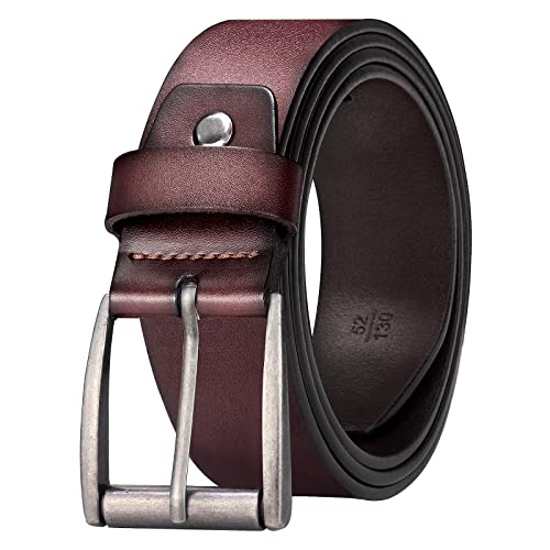 maikun Real Leather Belts for Men,Suit Your Jeans Trousers,Golf or Boss or Casual Dressing, Color Brown,Length1400mm