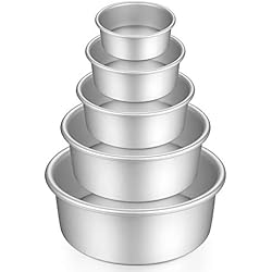 Cacerola Para Bizcochos Gesentur Moldes para Pasteles, Redondo Aluminio Anodizado Molde de Horno Antiadherente Set, Base Desmontable, Conveniente para Boda Cumpleaños Pastel, 5 Piezas (5´´/6´´/7´´/8´´/9´´)
