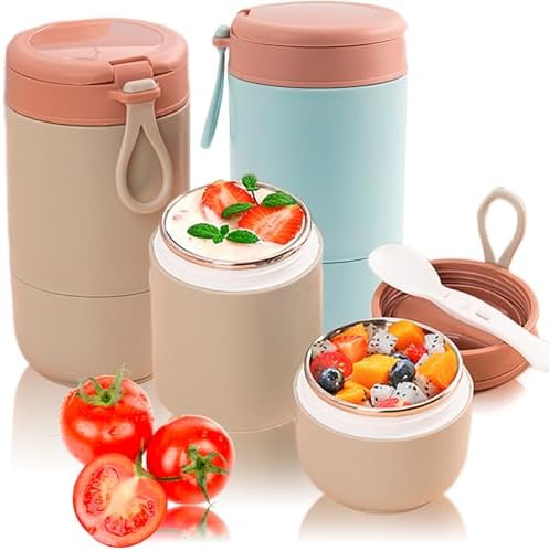 Müslibecher To Go Edelstahl 530ml - 2-in-1 Mit Joghurtbecher & Löffel