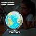LED Illuminated World Globe w/ 720 Degree Rotation Range, 13 Inch Educational Cartography Map w/Chrome-Plated Base Light for Children Home Office