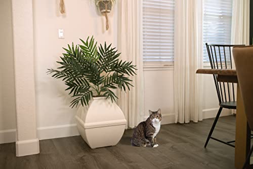 Good Pet Stuff, The Courtyard Hidden Litter Box, Artificial Plants & Enclosed Square Cat Planter Litter Box, Vented & Odor Filter, Easy to Clean, White Birch - Image 7