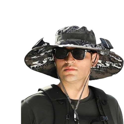 Chapeau de pêche à ventilateur solaire et USB protection UPF 50+