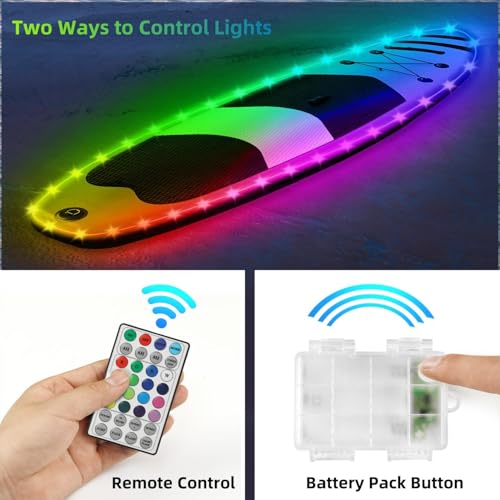 Kayak Paddle Board Lights Kit, IP68 Waterproof Dream Color SUP Glow Light with Remote, Battery Powered Kayak Lights for Night Kayaking SUP Canoes, Marine Pontoon Boats Light (26FT) by VIDLULTD - Image 5