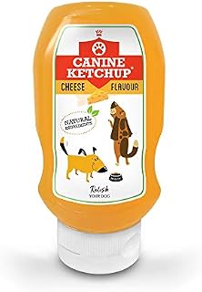 Canine Ketchup - Cheese Flavoured Ketchup Dog Food Topper  1 x 425g Bottle - Perfect for Dry Dog Food to Enhance your Dogs Meals - Healthy Nutritious Natural Treat for your Dogs Extra Enjoyment