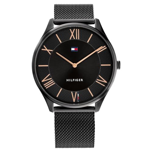 Image of Tommy Hilfiger Black Dial Black Stainless Steel Strap Analog Watch for Men-TH1710513