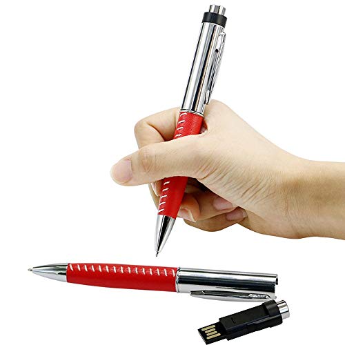 16GB USB 2.0 Flash Drive Business Pen Drive Bolígrafo con Cuero Rojo Pendrive USB Flash Memory Stick Disk - Civetman