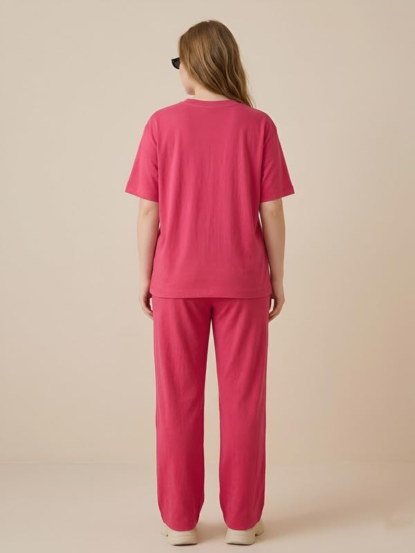 Image of My Swag Womens Nightsuit Set | Cute Bunny Graphic Print T-Shirt & Pajama | Soft Breathable Sleepwear and Loungewear Co-Ord Set for Women