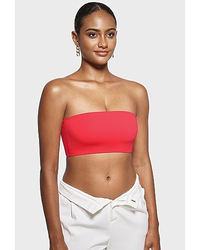 Image of INLYRIC Women's Inbarely Strapless Bandeau Bra Bralette Tube Top Seamless Comfortable Stretchy Non Padded Bras Tops