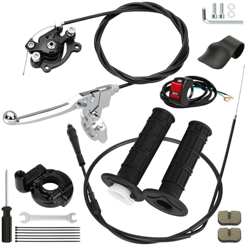 RZEOZU 80cc Mini Bike Throttle and Brake Assembly Kit Replacement for Monster Mega Moto MMB80 MMB105 Coleman CT100U CC100X Baja DB30 Motovox MBX10 MBX11 Minibike Parts 7/8 Handle Grips