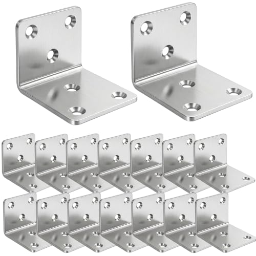 20Pcs Stainless Steel Angle Brackets 1.6"x1.6" Black L Brackets for Wood