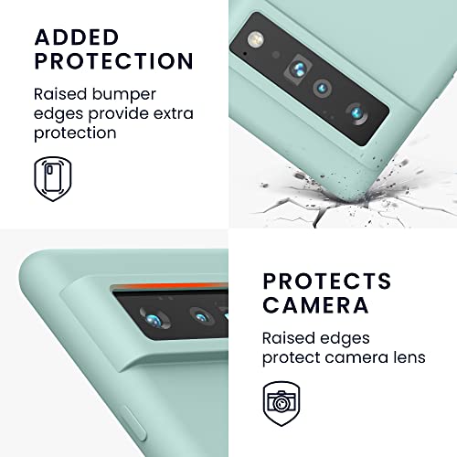 kwmobile Case for Google Pixel 6 Pro Case - Soft Cover - Shockproof Silicone - Wireless Charging Mint Matte - Image 3