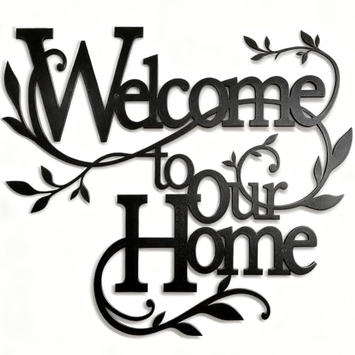 Sinseike Welcome to our home metal wall decor (Black)