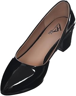 اتش ايه حذاء بكعب جلد لامع للنساء