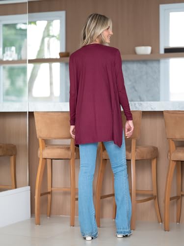 Kimono Cardigan Feminino Sobretudo Casaquinho Casual Bordô G