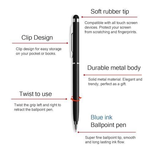 Image of Personalised Ballpoint Pen with Stylus, Pack of 2, Ink: Blue