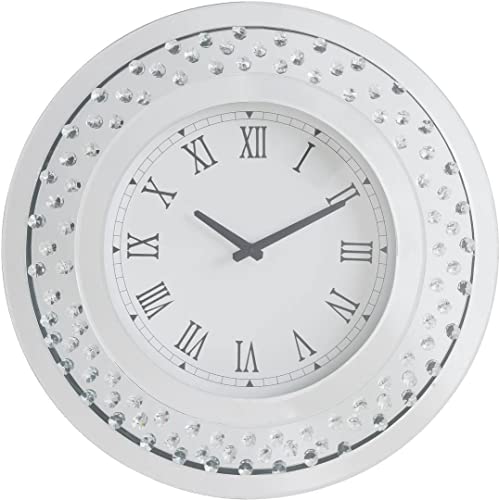 Acme Nysa Wall Clock - - Mirrored & Faux Crystals #TOP1