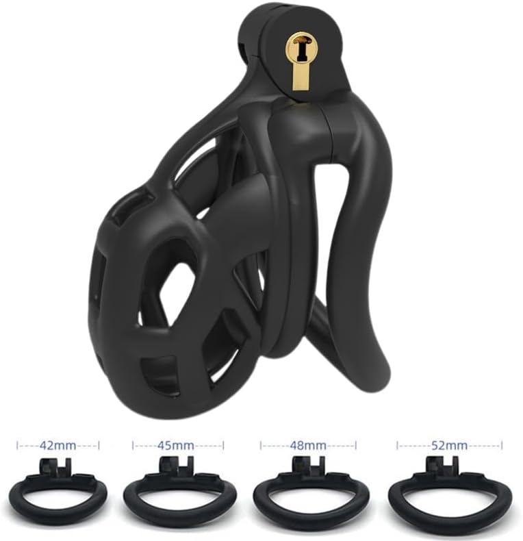 Miniatura 6 de Chastity Cage 2.0 - Jaula de castidad masculina nano dispositivo de castidad de resina, dispositivo de castidad masculina con 4 anillos, ejercicio