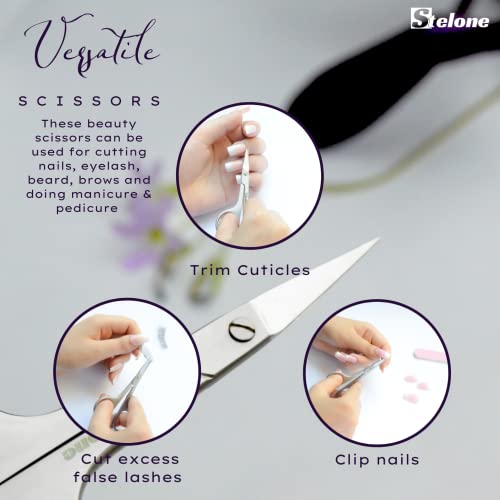 Stelone Cuticle Scissors, Eyebrow Scissors For Women, Stainless Steel Curved Blade Little Manicure Scissors, Brow Scissors & Cosmetic Scissors For Facial Hair & Eyelash Trimming - Best Makeup Scissors #TOP2