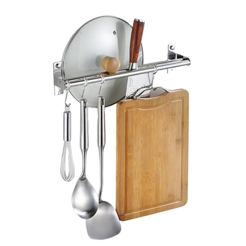 Portautensili da cucina in acciaio inox, con design a doppia guida, ganci mobili per risparmiare spazio, ideale per utensili da cucina