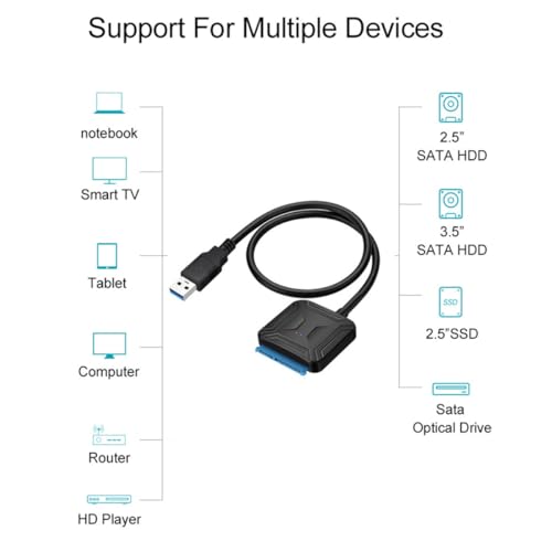 Cable adaptador TEHAUX USB 3.0 a Serial Ata para disco duro 3.5/2.5 miniatura 3
