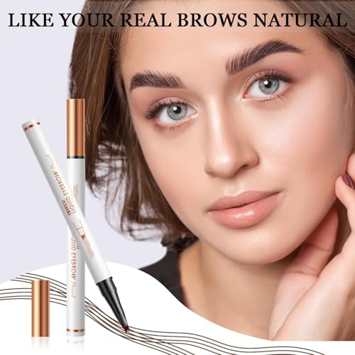 Magic Eyebrow Pencil, 3D Waterproof Eyebrow Pen, Long-Lasting Liquid Brow Pencil with 4 Micro-Fork Tip, Sweat-proof Eyebrow Pencil for Natural Eyebrow Makeup (Light Brown) - Image 3