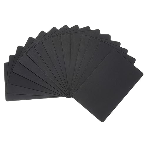 PATIKIL 15 Packung Metall Geschäft Karten Eloxiert 0.8mm Dick Eloxiert Aluminum Rohlinge Name Karte 3.4x2.1 Laser Druckbare Gravurkarte Name für Kunden Basteln Schwarz