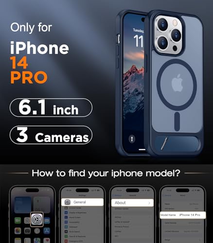 Image of Magnetic Compatible with iPhone 14 Pro Case, [Built-in Invisible Kickstand][Compatible with MagSafe] [Military Grade Shockproof] Slim Translucent Matte Phone Case for iPhone 14 Pro 6.1 inch
