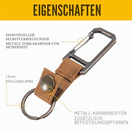 Carhartt Schlüsselhalter, langlebiger Schlüsselanhänger mit selbstschließendem Clip, Nylon, Ente braun, Einheitsgröße, CHKYCHN1, Nylonente (Carhartt Brown)