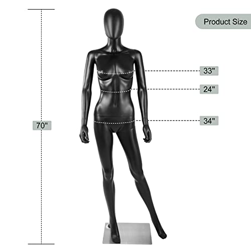 Female Mannequin Full Body Black - 70'' Mannequin Dress Form Display Full Body Mannequin Manikin Torso Stand #TOP1