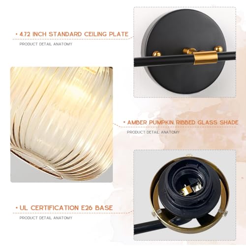 Image of Bathroom Lights fixtures Vanity Light for Bath Wall Sconce Industrial Modern Glass Vanity Lights 2 Lights Amber Light Fixture Farmhouse Wall Mount Lamp Mid Century Vintage Wall Lamp