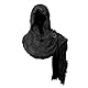 NFAOEGJ Mittelalter Wrap Umhang, Schultertuch Langes Tuch mit Brosche Leintuch, Halloween Vintage Goth Kapuzenumhang (Schwarz)