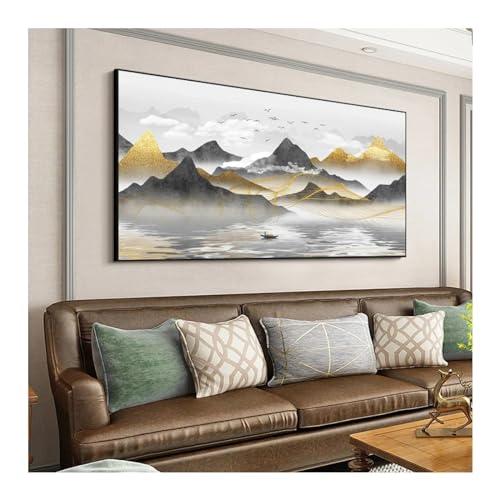 Toile peinture salon abstrait 70x140cm pour habiller un grand mur blanc vide