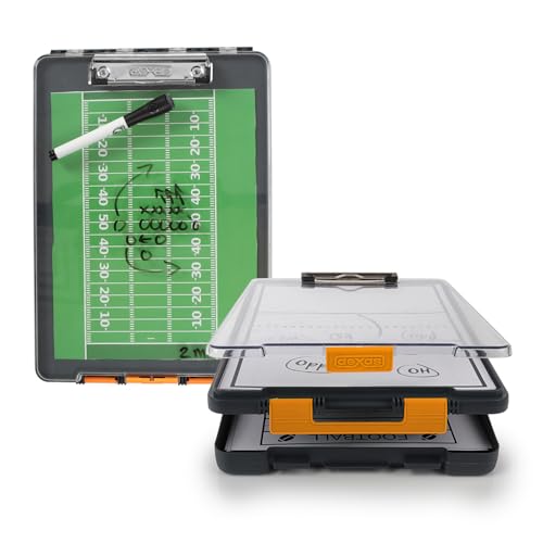 Image of Dexas Clearview Clipcase Dry Erase clipboard, 13.75 x 9.5 Inch, Orange. See papers clearly outdoors, stay organized and dry. Ideal for coaching, teaching, homeschooling, art, trades, and medical pros.