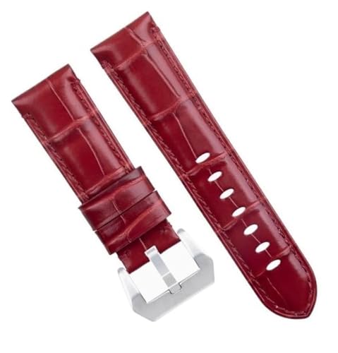 Bracelet de montre en cuir véritable souple rouge 22mm compatible avec Breitling