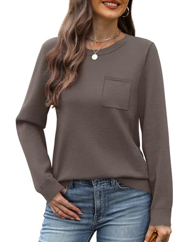 OFEEFAN Sweaters for Women Knitted Ribbed Casual Long Sleeve Crew Neck Pullover Basic Fall Fashion Outfits Tops 20252