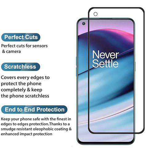 Image of DARKFIT Tempered Glass Premium Screen Protector Compatible for OnePlus Nord 2T | Edge to Edge Coverage with Easy Installation Kit | Scratch Resistance | HD Clear Glass (Black Border) | Pack of 1