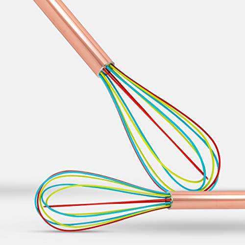 ExcelSteel 230 Perfect Durable Gift for Mixing Easy to Clean Up Silicone Tri-Color Whisk, 8\", Rose Gold - Thumbnail 4