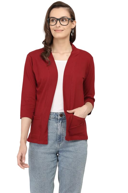 Women Multi Solid Shrug Jacket Long Sleeves Open Front Casual Wear-image-49