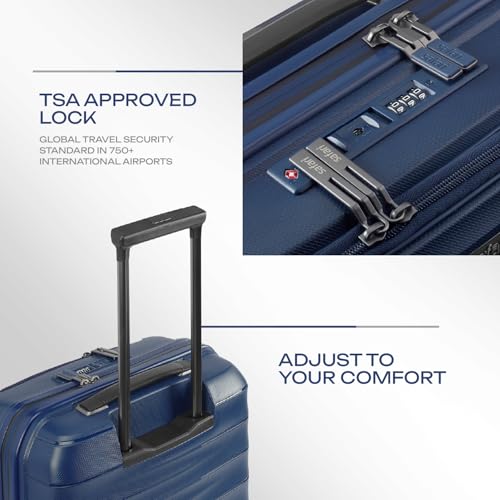 Image of Safari Select Aerolite 55 CM Small Cabin Navy Blue Front Open Hard Shell Double Spinner Trolley /Luggage Bag with TSA Lock, Dual 8 Wheels and Anti-Theft Zipper