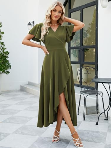 Image of ZZV Formal Dresses for Women Gowns Evening V Neck Wedding Guest Dresses