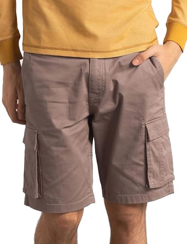 Enorsia Pantalones cortos tipo cargo de tiro medio para hombre, con algodón y elastano, duraderos, por encima de la rodilla, bolsillos laterales y traseros, cierre de botón a presión, perfectos para