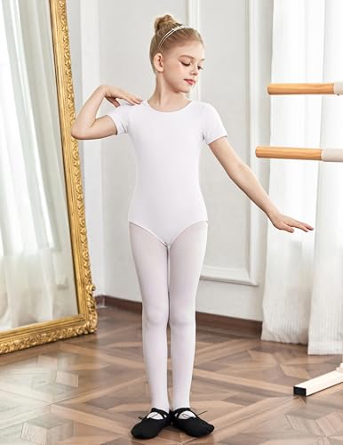 Image of Zaclotre Girls Gymnastics Leotards Crisscross Back Ballet Dance Outfits | Team Basic Leotard,Classic Short Sleeve,Hollow Back,High Stretch,Perfect Fit,Soft Cotton,Breathable,Ballerina Costume