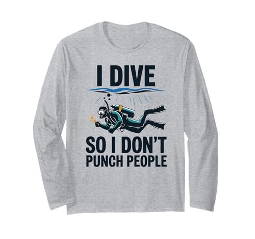 Funny Scuba Diver I Dive So I Don't Punch People Manga Larga