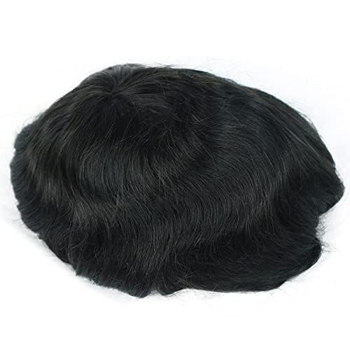 Euphoria® 10x7 Original B.M.W Hair Patch for Men, 100% Silky and Soft Virgin Human Hair PREMIUM Wig, PU Border Toupee Non Surgical Replacment System, Install With Clips, Glue or Tape, Natural Black Hair 4