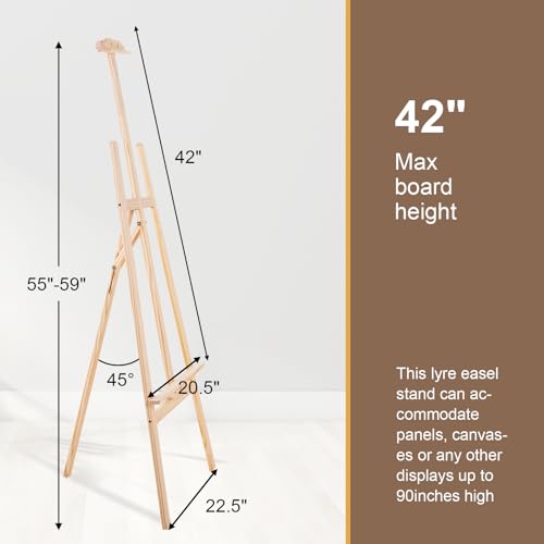 Image of Falling in Art Adjustable Wooden Easel Stand for Painting&Display, Natural