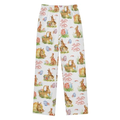 ZZXXB Easter Bunny Colorful Egg Boys Long Pants Soft Trousers Elastic Waist Kids Lounge Bottoms with Pockets S-XL