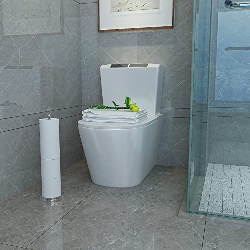 ROLABAM Heavy Weighted Toilet Paper Holder (with Reserve Function) Free Standing Toilet Paper Storage，Spare Toilet Paper Roll Holder Storage Stand for Bathroom Total Height 22.5" ，Chrome by ROLABAM - Used condition - Image 5
